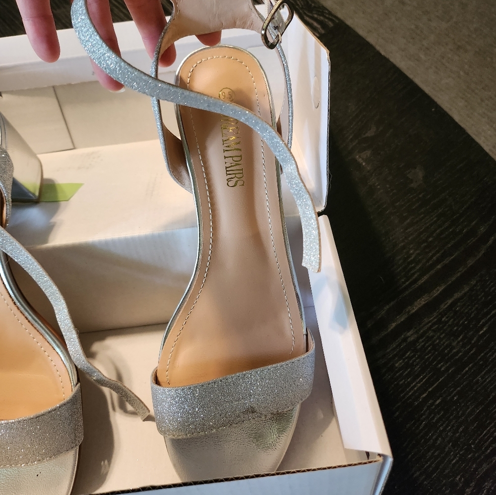 Silver Glitter Kitten Heels